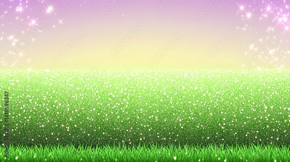 Obraz premium Magical Glittering Green Grass Field Background