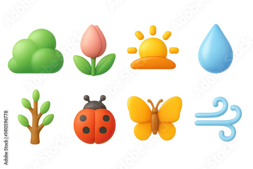 Obraz na płótnie 3D icon set of spring cycling: tire, sunglasses, bike light, pump, bike path, bike stand, gloves, energy bar. 3d icon. icons set of 3d style in a modern design. Isolated w salonie