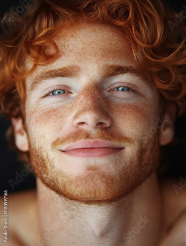 Obraz na płótnie Portrait of smiling ginger man with freckles and red hair w salonie