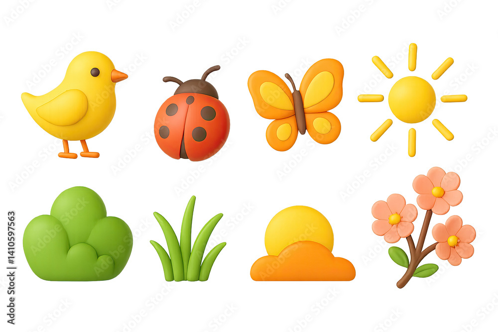 3D icon set of spring flowers: marigold, anemone, hibiscus, geranium, lily, hyacinth, iris, tulip. 3d icon. icons set of 3d style in a modern design. Isolated