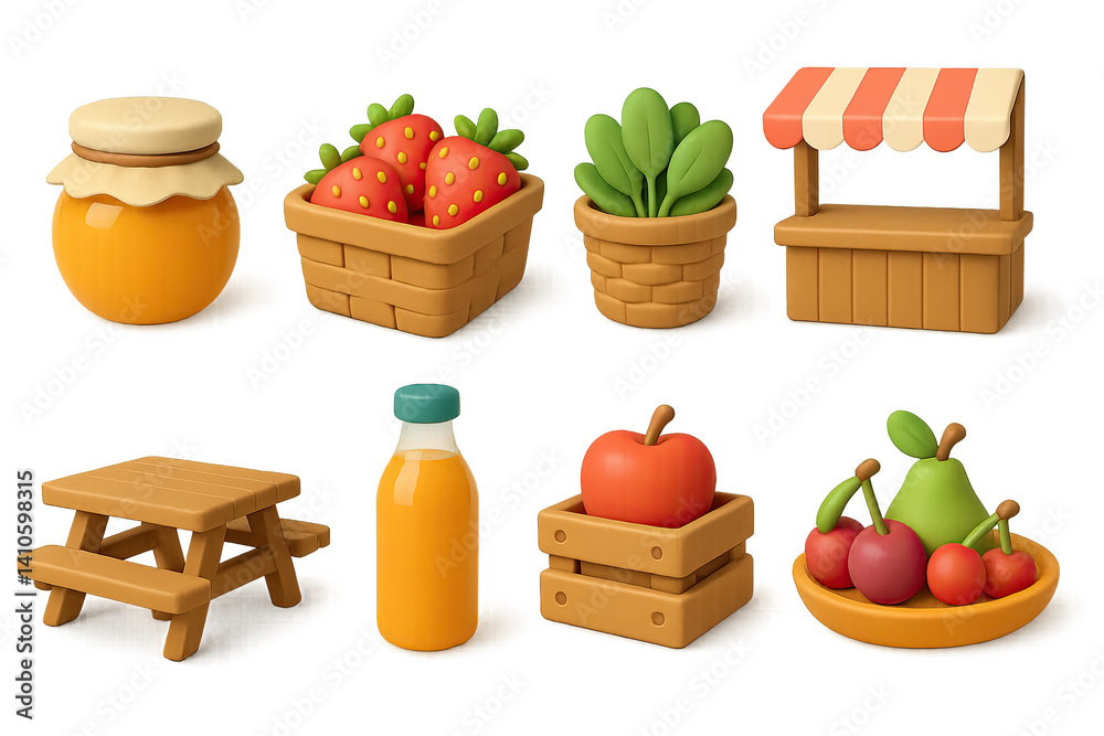 3D icon set of easter market: chocolate bunny, easter card, cross, easter grass, coloring kit, ribbon, candle, lamb. 3d icon. icons set of 3d style in a modern design. Isolated