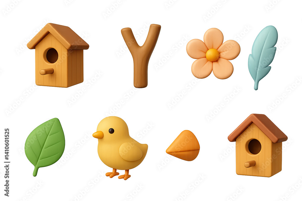 3D icon set of picnic in nature: book, blanket, radio, juice bottle, fruit bowl, paper plates, picnic basket, thermos. 3d icon. icons set of 3d style in a modern design. Isolated