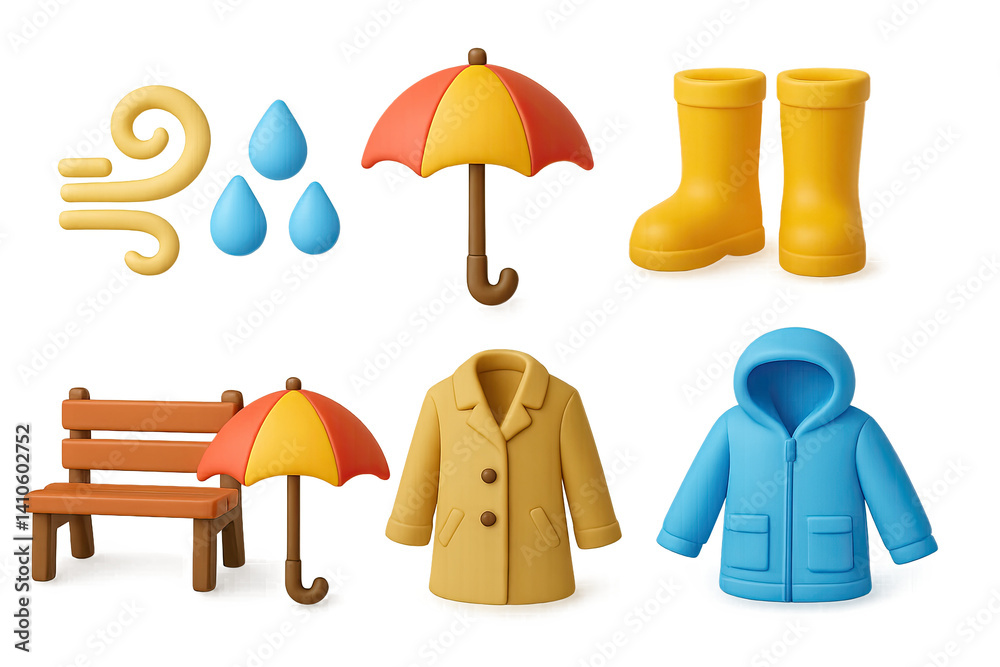 3D icon set of beach picnic: lemonade, sandwich, sun hat, blanket, watermelon, book, fruit bowl, napkins. 3d icon. icons set of 3d style in a modern design. Isolated