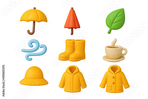 Obraz na płótnie 3D icon set of sunny weather: bird, hill, flower, star, mountain, light ray, rainbow, sunbeam. 3d icon. icons set of 3d style in a modern design. Isolated w salonie