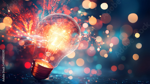 Innovative Ideas Exploding from a Lightbulb photo