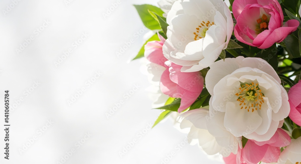 Obraz premium 可憐なピンク白の花束 優しい光で輝く