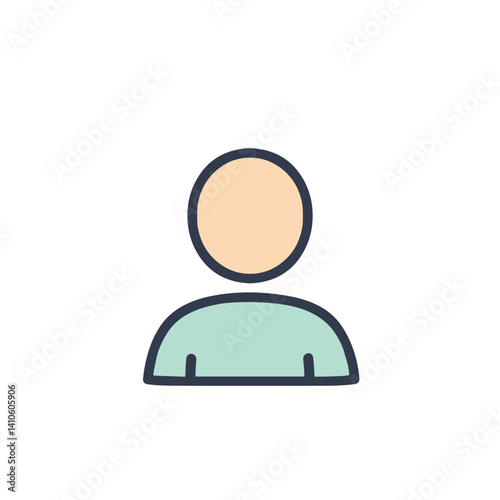 Simple cartoon user icon for children's apps, games, or educational platforms. Suitable for profile creation, avatars, user accounts, or interactive menus in kid-friendly interfaces.