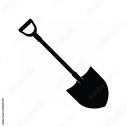 A metal shovel and spade, gardening tools isolated on white, with a wooden handle, used for digging in agriculture.