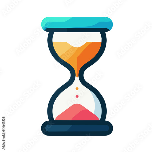 Colorful hourglass vector icon representing time management and productivity concepts on transparent background