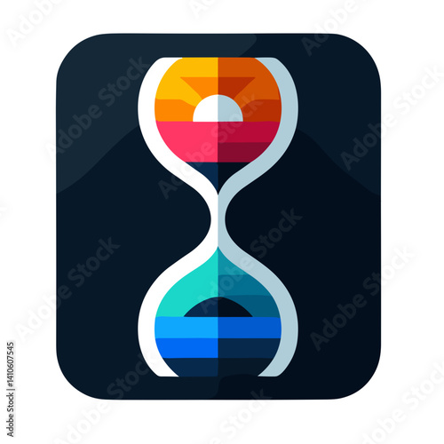 Colorful hourglass vector icon on dark background for time tracking, deadlines, and efficient workflow