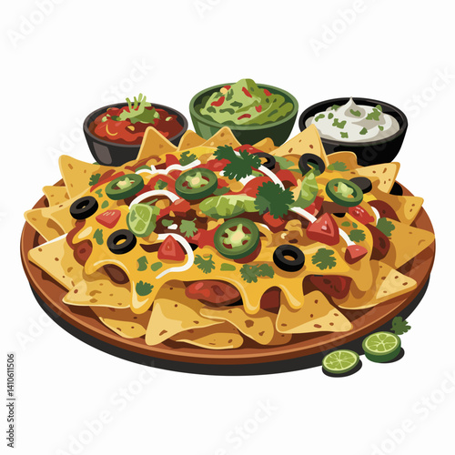 Deluxe Nacho Platter with Guacamole, Salsa and Sour Cream
