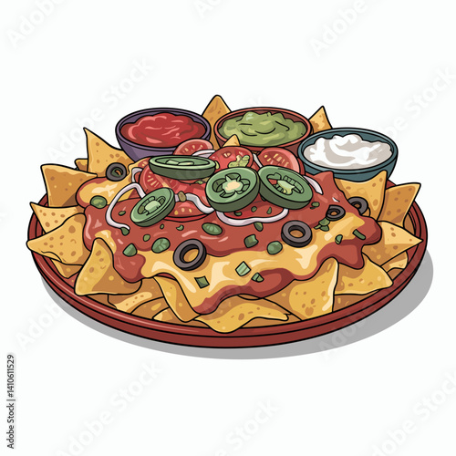 Deluxe Nacho Platter with Guacamole, Salsa and Sour Cream
