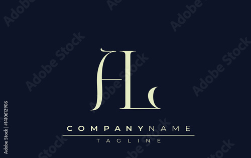 AL abstract Logo. Elegantly Designed Minimalist Monogram Logo with Stylish Lettering. Sophisticated and sleek minimalist monogram showcasing unique lettering design.