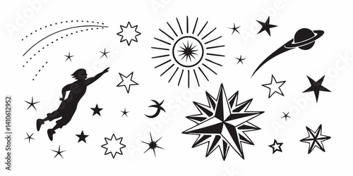 Silhouette of a Woman with Head Covering Praying Vector Illustration