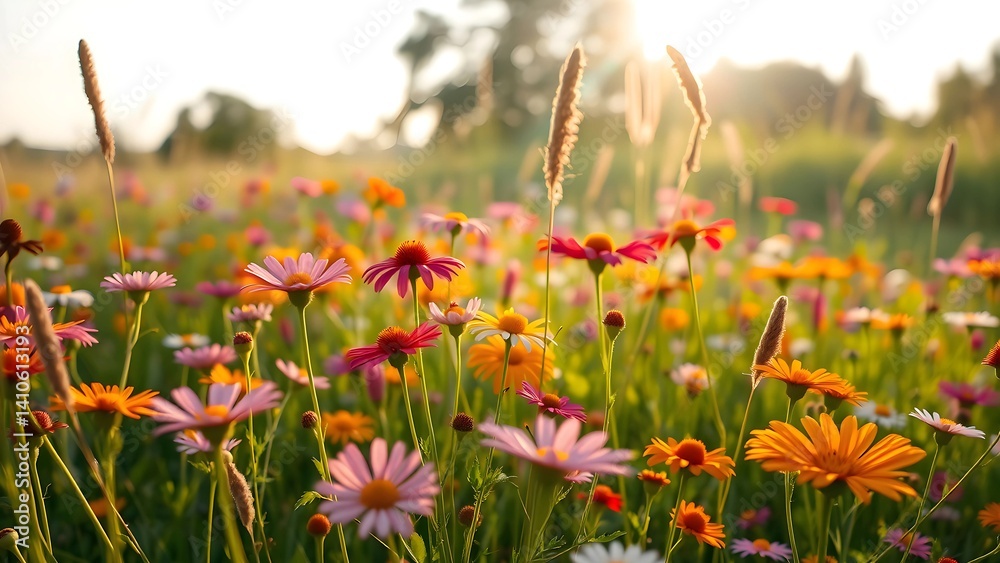 Vibrant Wildflowers in an Early Summer Meadow Vibrant Wildflowers in an Early Summer Meadow
