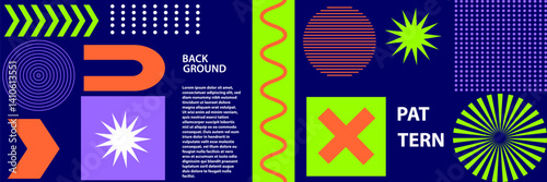 A bold abstract composition with geometric shapes in a mosaic style. A minimalist and modern vector background for posters, festivals, music, parties, and trendy banners.