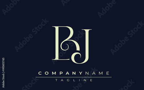 BJ abstract Logo. Elegantly Designed Minimalist Monogram Logo with Stylish Lettering. Sophisticated and sleek minimalist monogram showcasing unique lettering design.
