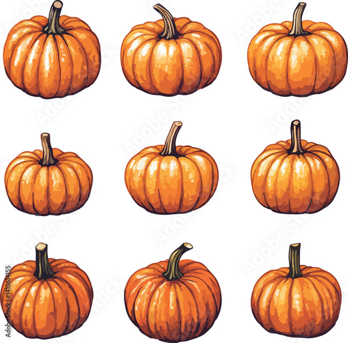 set of cartoon pumpkins