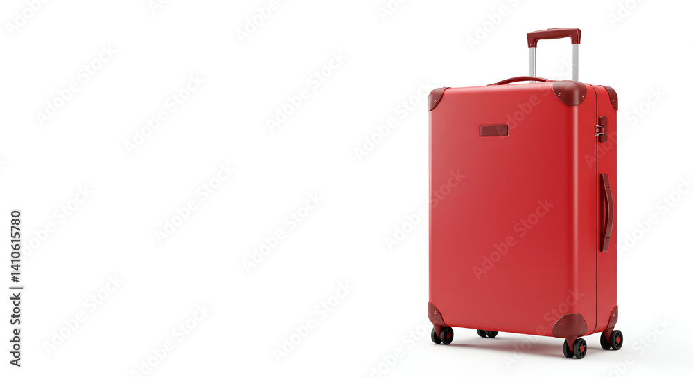 Travel suitcase mockup standing on wheels over a white background Travel suitcase mockup standing on wheels over a white background