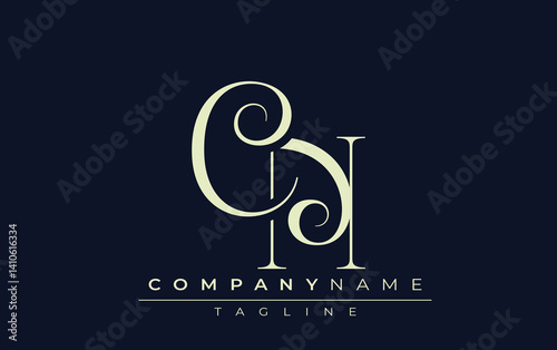 CN abstract Logo. Elegantly Designed Minimalist Monogram Logo with Stylish Lettering. Sophisticated and sleek minimalist monogram showcasing unique lettering design.