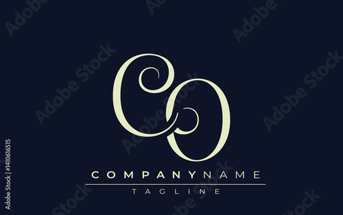 CO abstract Logo. Elegantly Designed Minimalist Monogram Logo with Stylish Lettering. Sophisticated and sleek minimalist monogram showcasing unique lettering design.