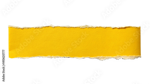 torn vibrant yellow paper strip torn paper with yellow edges isolated on white background.