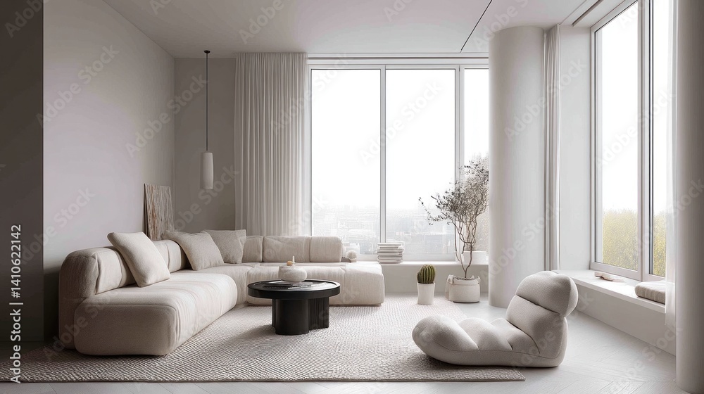 Modern interior with layered textures in a single color tone Modern interior with layered textures in a single color tone