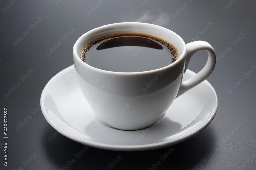 Cup of dark coffee with steam on white background Cup of dark coffee with steam on white background