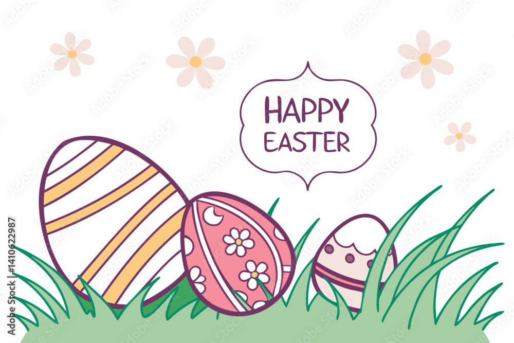 Fototapeta premium Happy Easter Eggs theme design – Pastel color vector Illustration for Any Design Use