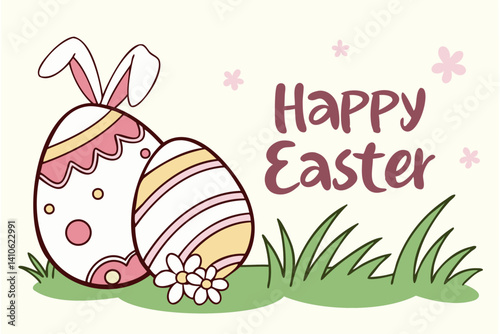 Happy Easter Eggs theme design – Pastel color vector Illustration for Any Design Use