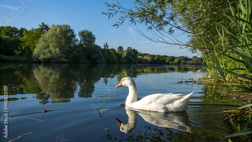 Many swans in the lake. a flock of swans scrambling over food on a river. In the lake swans Swan parents and their children are cockerels. Swans feed in place