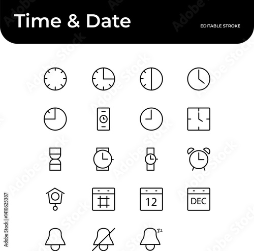 Obraz na płótnie Time & Date Edition. Time tracking, Digital time devices, Calendars, Alarms, Time flow, Notification. Scalable vector format for web, mobile, and print
Editable and fully customizable. w salonie