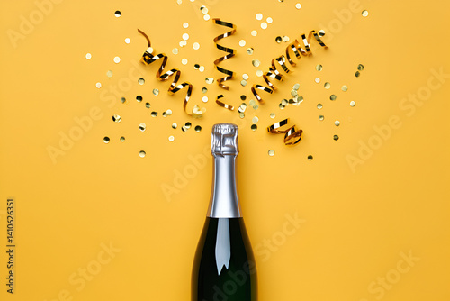 champagne bottle and glass