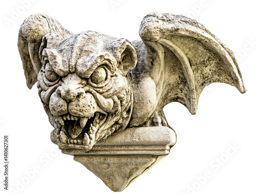 Majestic Stone Gargoyle with Bat Wings on Gothic Architecture