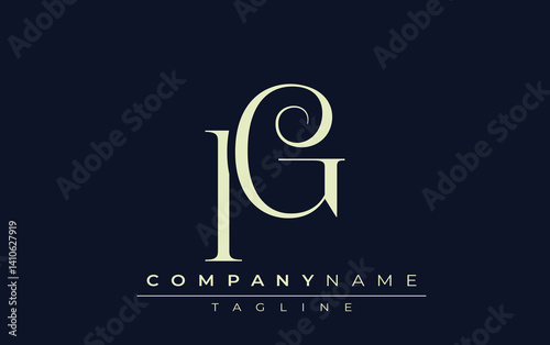 IG abstract Logo. Elegantly Designed Minimalist Monogram Logo with Stylish Lettering. Sophisticated and sleek minimalist monogram showcasing unique lettering design.
