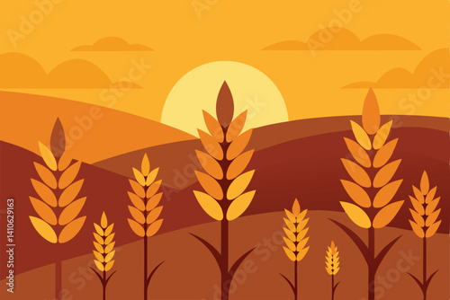 wheat field vector illustration