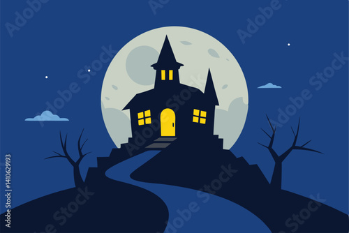 haunted house with bats