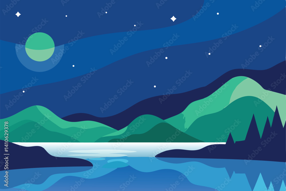 Fototapeta premium night landscape with mountains