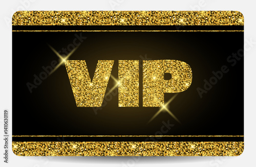 Gold VIP card with glitter effect