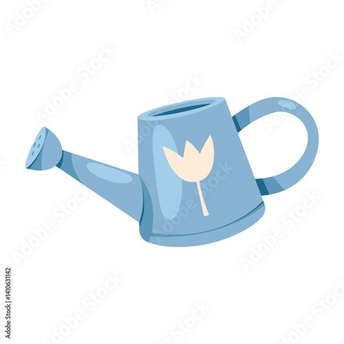 Watering can vector clipart. Icon of garden tool for hydrating plant or flower sprinkle at greenhouse. Farming item for landscaping and cultivation. Agriculture and horticulture, irrigation symbol.