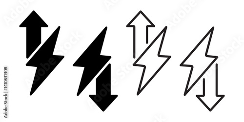 Energy increase flash arrow icon