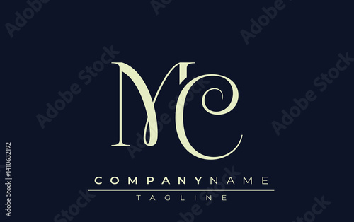 MC abstract Logo. Elegantly Designed Minimalist Monogram Logo with Stylish Lettering. Sophisticated and sleek minimalist monogram showcasing unique lettering design.