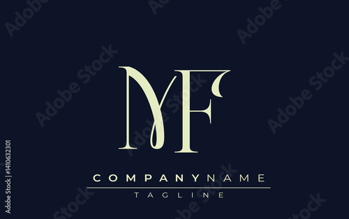 MF abstract Logo. Elegantly Designed Minimalist Monogram Logo with Stylish Lettering. Sophisticated and sleek minimalist monogram showcasing unique lettering design.