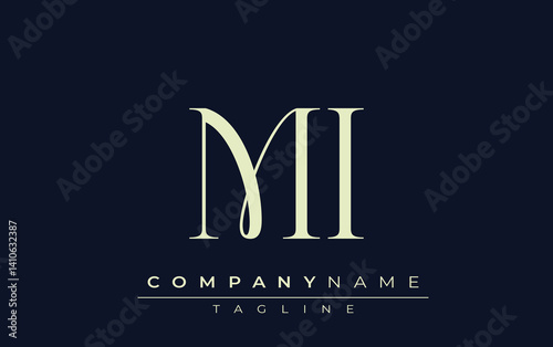MI abstract Logo. Elegantly Designed Minimalist Monogram Logo with Stylish Lettering. Sophisticated and sleek minimalist monogram showcasing unique lettering design.