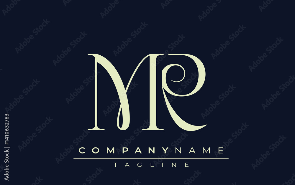 Naklejka premium MR abstract Logo. Elegantly Designed Minimalist Monogram Logo with Stylish Lettering. Sophisticated and sleek minimalist monogram showcasing unique lettering design.