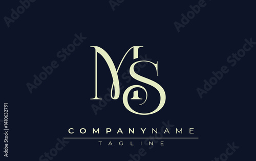 MS abstract Logo. Elegantly Designed Minimalist Monogram Logo with Stylish Lettering. Sophisticated and sleek minimalist monogram showcasing unique lettering design.