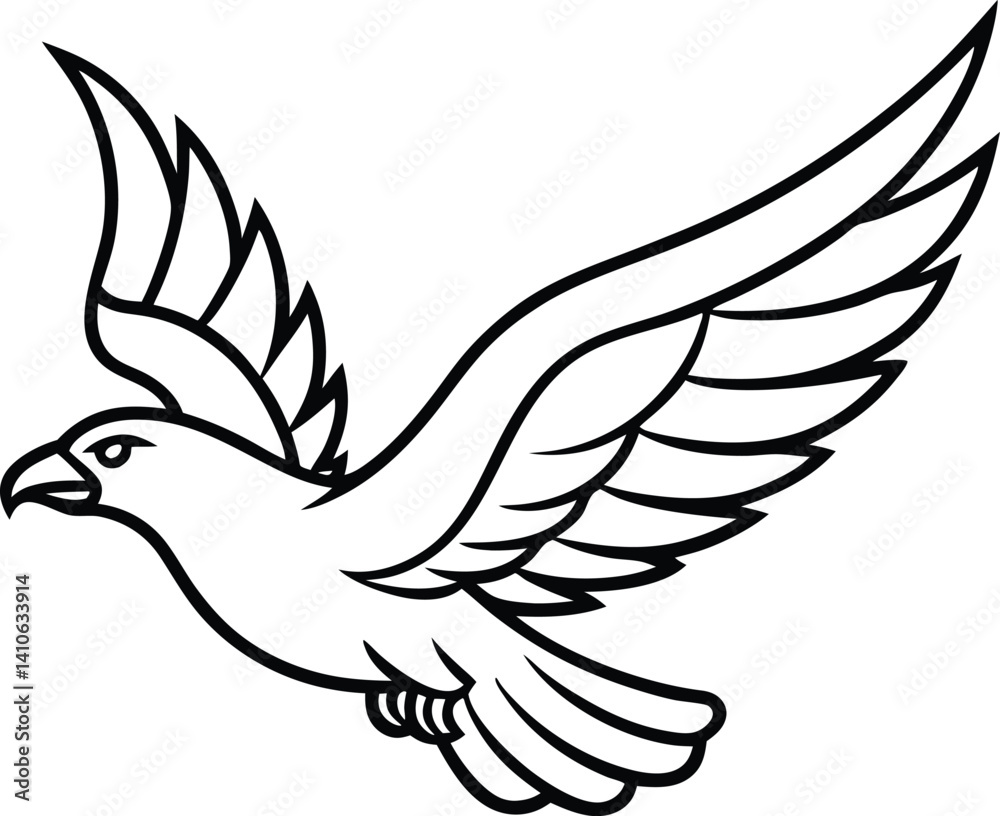 Obraz premium flying eagle line art vector