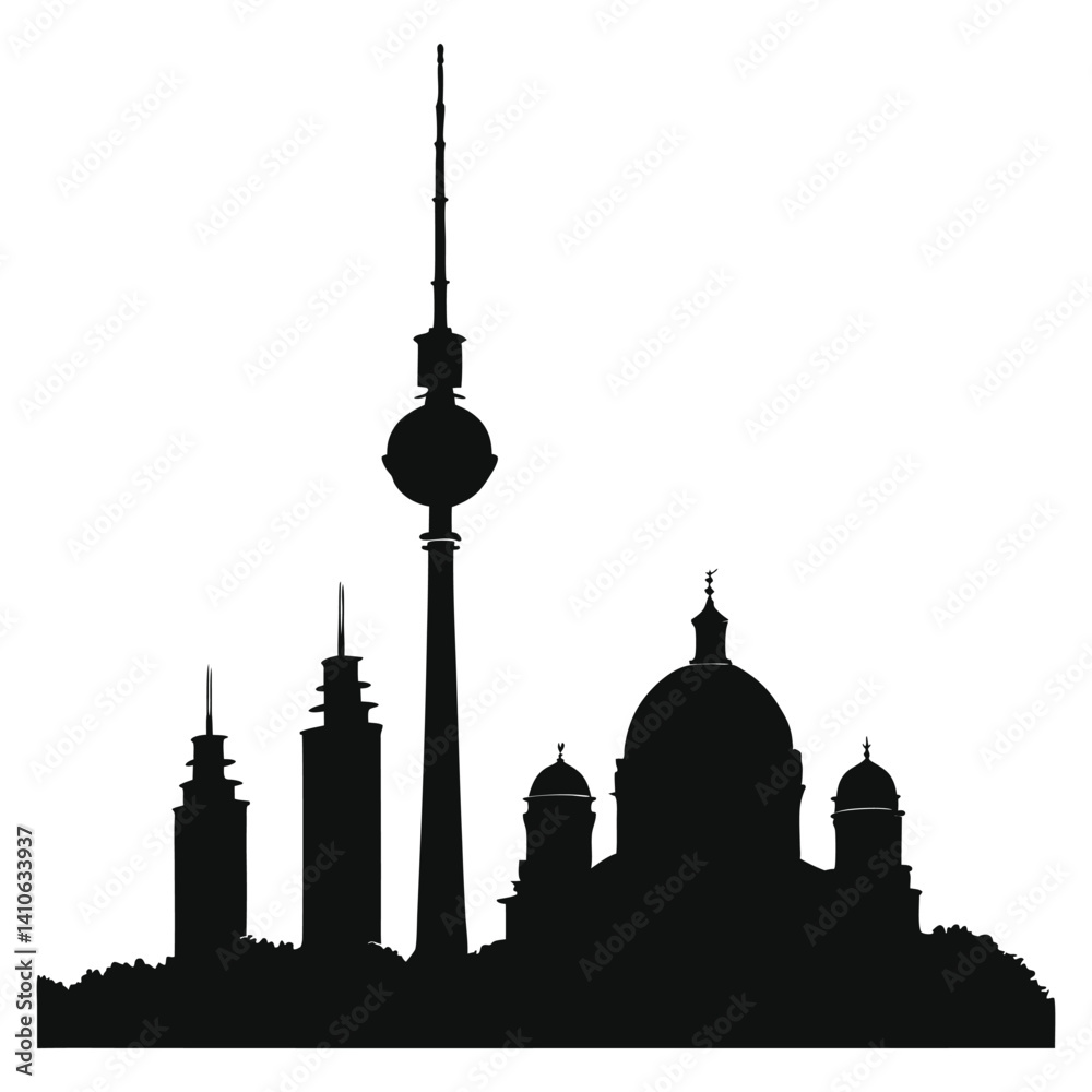 Fototapeta premium Modern City Skyline Silhouette Vector Art