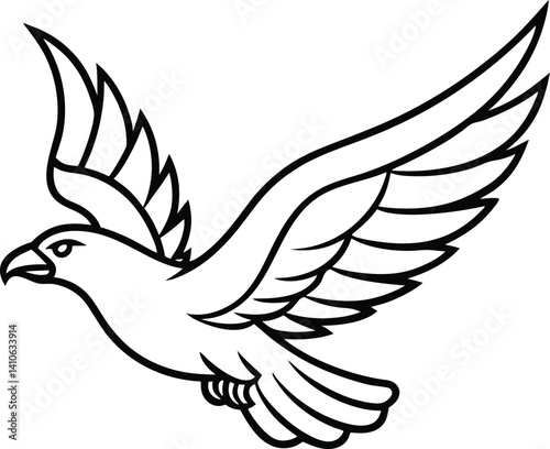 flying eagle line art vector