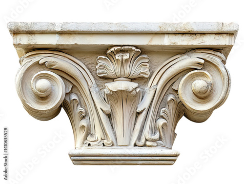 Intricate Corinthian Capital with Floral Design and Scroll Motifs